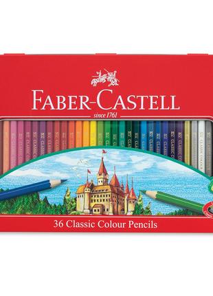 Олівці кольорові 36 кольорів, металева коробка Faber-Castell C...
