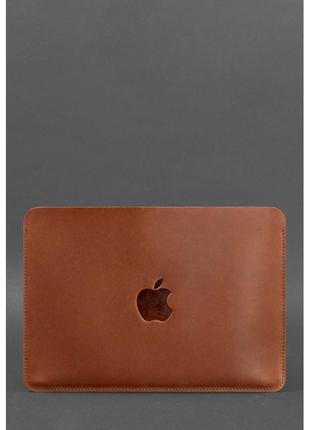 Горизонтальный кожаный чехол для MacBook Pro 14'' Светло-корич...