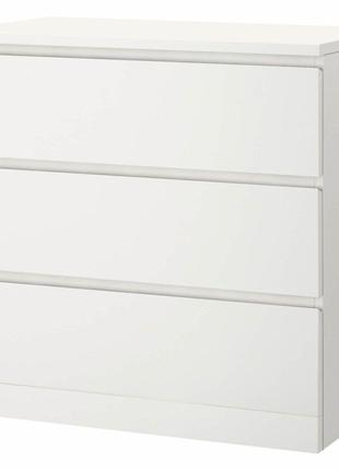 MALM МАЛЬМ, Комод із 3 шухлядами, білий80x78 см Ikea