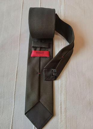 Hugo boss оливковый галстук итальялия,100% шелк