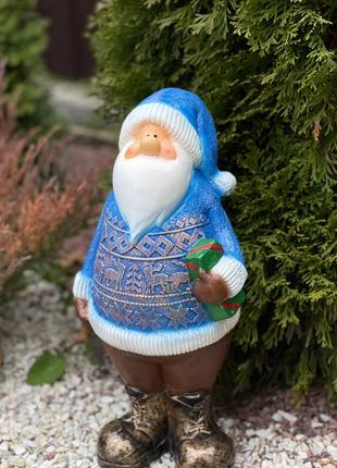 Новогодняя садовая фигура с полистоуна Дед Мороз скандинавский