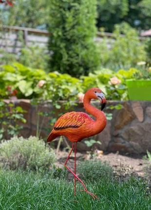 Садовая фигура с полистоуна Фламинго стоячий