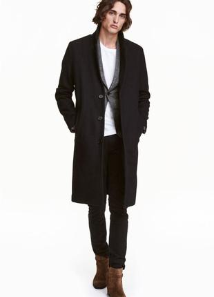 Стильное качественное пальто h&amp;m wool blend black coat