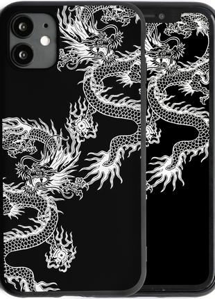 Силиконовый черный чехол с принтом "Dragons" для iPhone 11