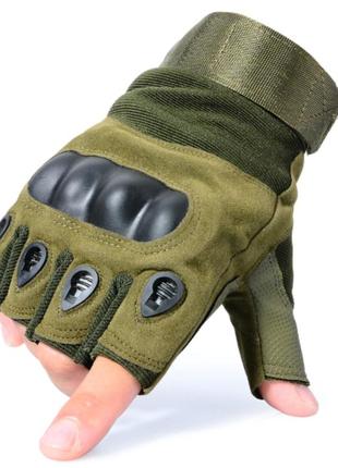 Тактичні рукавички з відкритими пальцями green l (1402)