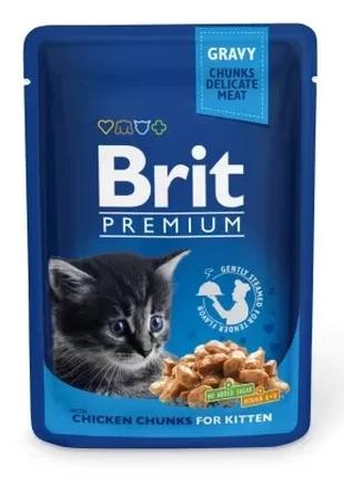 Влажный корм для котят Brit Premium Cat pouch 100 г с курицей ...