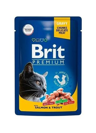 Влажный корм для котов Brit Premium Cat pouch 100 г с лососем ...