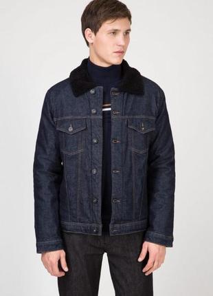 Мужская темно-синяя джинсовая куртка trucker denim trussardi j...