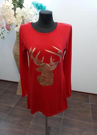 Новогодний свитер италия с принтом оленя