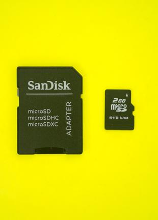 Карта памяти microSD 2 GB + SD Sandisk adapter