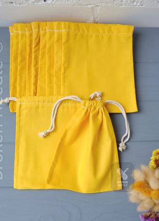 Эко мешочек желтый 17*14 см, мешочки для подарков/сохранения/э...