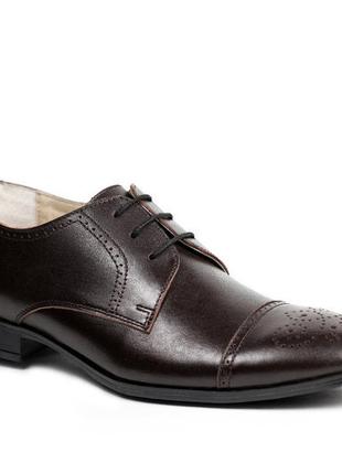 Шкіряні коричневі туфлі броги 43 розмір