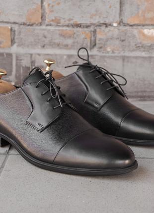 Кожаные мужские туфли черного цвета 39 40 41 45 размер