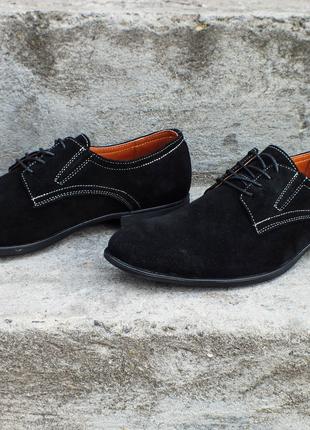 Покупай замшевые черные туфли - 43 размер на стопу 28,2 см