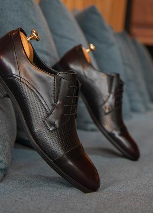 Черно-бордовые мужские туфли на шнуровке 39 40 41 44