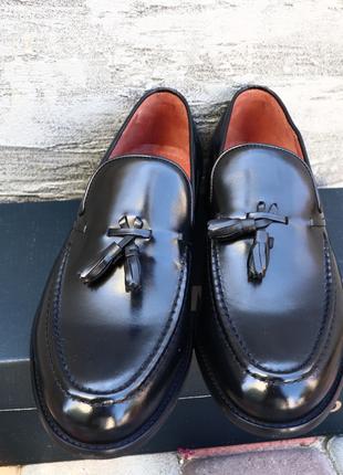 Мужские туфли Лоферы из натуральной кожи, черные Сенсор Украина