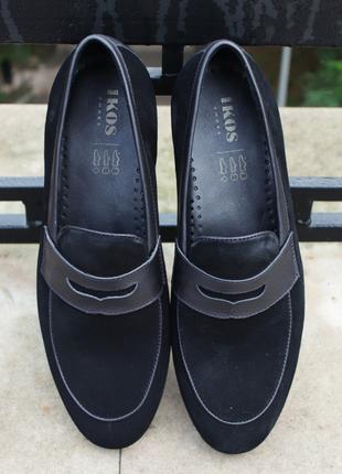 Замшевые черные туфли лоферы 39 41 42 размер