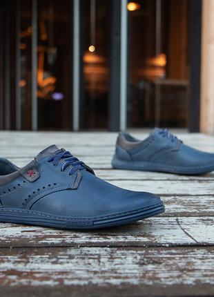 Кожаные мужские туфли 40 44 размер, Polbut синего цвета