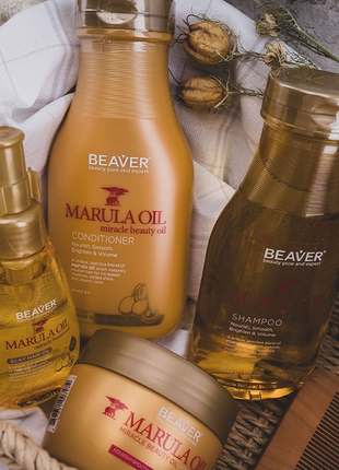 Набор для сухих и повреждённых волос beaver marula oil: шампун...