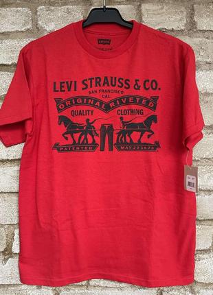 1, Красная хлопковая футболка Левис Levis для подростка Размер...