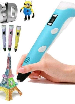 3D ручка Smart 3D Pen 2 c LCD дисплеем. Цвет: голубой