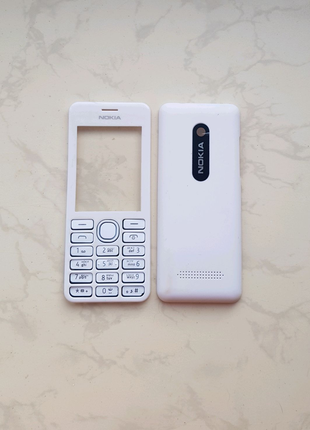 Корпус Nokia 206 (білий ) з клавіатурою,без середини
