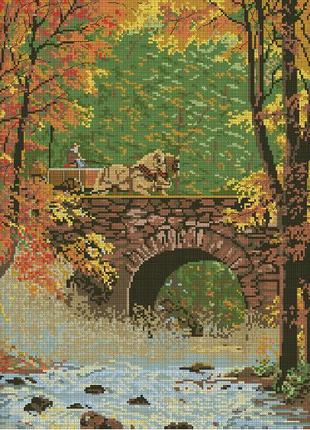 Набор для вышивки крестом Осенний пейзаж. Размер: 41,5*34,5 см