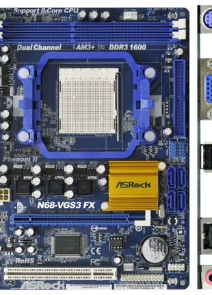 Материнская плата ASRock N68-VGS3 FX (sAM3+, nVidia GeForce 7025/
