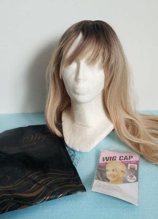 Длинный женский термо парик + две шапочки vebonny ombre-203 wigs