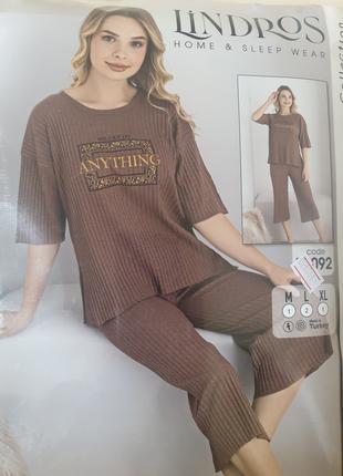 Летняя женская пижама футболка бриджи Турция размер 44 46 48