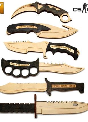 Полный набор деревянных ножей 6 шт прочные из игры counter-str...