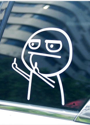 Наклейка чоловічок Фак ю fukc на автомобільне скло