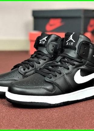 Кроссовки n!ke air jordan мужские черные джорданы высокие (раз...