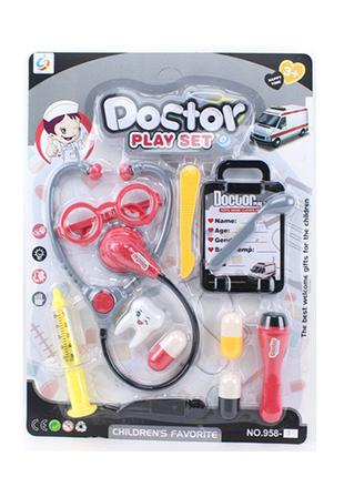 Доктор 958-8 (54шт) стетоскоп, очки, мед.инструменты, на листе...