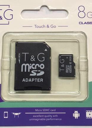 Карта памяти T&G; micro SDHC 8 GB Class 10 +адаптер