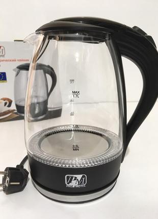 Чайник стеклянный PROMOTEC PM-810 Black (6шт/ящ)