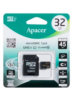 Карта Пам'яті Apacer MicroSDHC 32gb 10 Class & Adapter (Чорний)