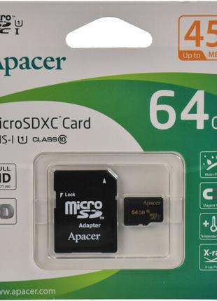 Карта пам'яті microSD Apacer 64Gb UHS-I Class 10 (AP64GMCSX10U...