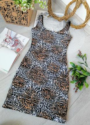Платье-футляр платье ribbon рельефная ткань леопардовый анимал...