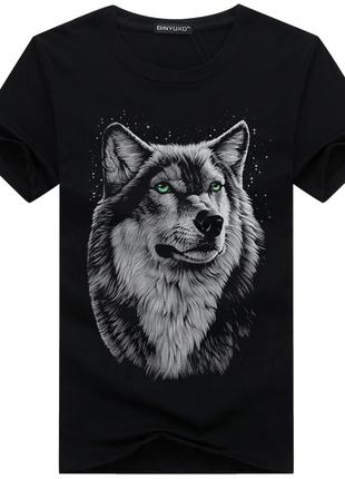 Детская модная брендовая хлопковые 3d футболка с принтом волка