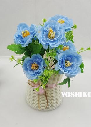 Шелковые Чайные розы (7 головок 30 см диаметр головки цветка 5см)