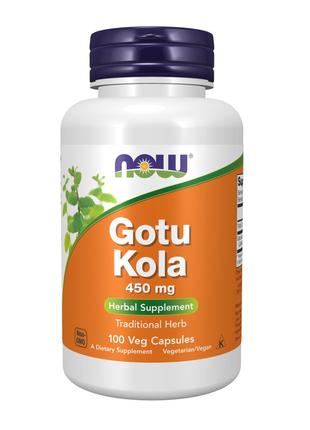 Готу Кола, 450 мг, Gotu Kola, Now Foods, 100 вегетарианских ка...