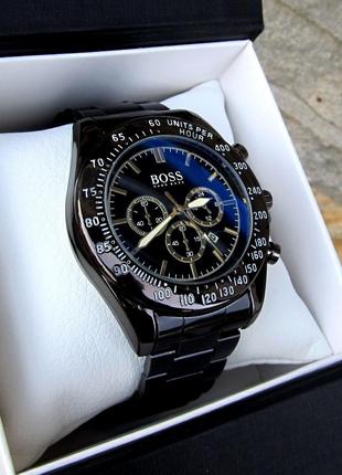 Мегакруті чоловічі кварцові годинники ВOSS в чорному кольорі