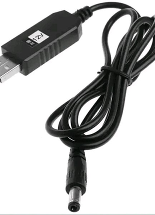 Кабель живлення USB-DC для роутера 12V, Чорний/Шнур для Wifi.
