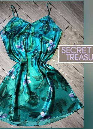 Смарагдова атласна нічна сорочка пеньюар від secret treasures,...