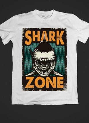 Футболка мужская с модным принтом shark zone