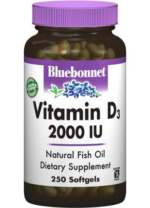 Витамин D Bluebonnet Nutrition Vitamin D3 2000IU 250 Softgels ...
