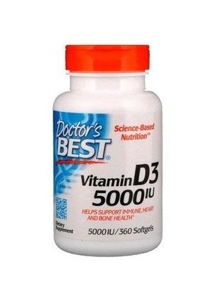 Витамин D Doctor's Best Vitamin D3 5000 IU 360 Softgels D4P6-2023