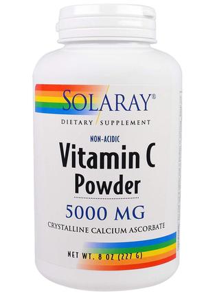 Витамин С, Vitamin C Powder, Solaray, порошок, 5000 мг, 227 г.