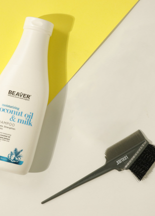 Разглаживающий шампунь beaver coconut oil & milk shampoo для с...